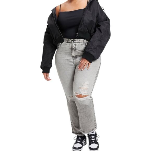 NWT Good American Good Boy Grey Wash High Rise Straight Jean Size 18 Retail $149 - Picture 8 of 8